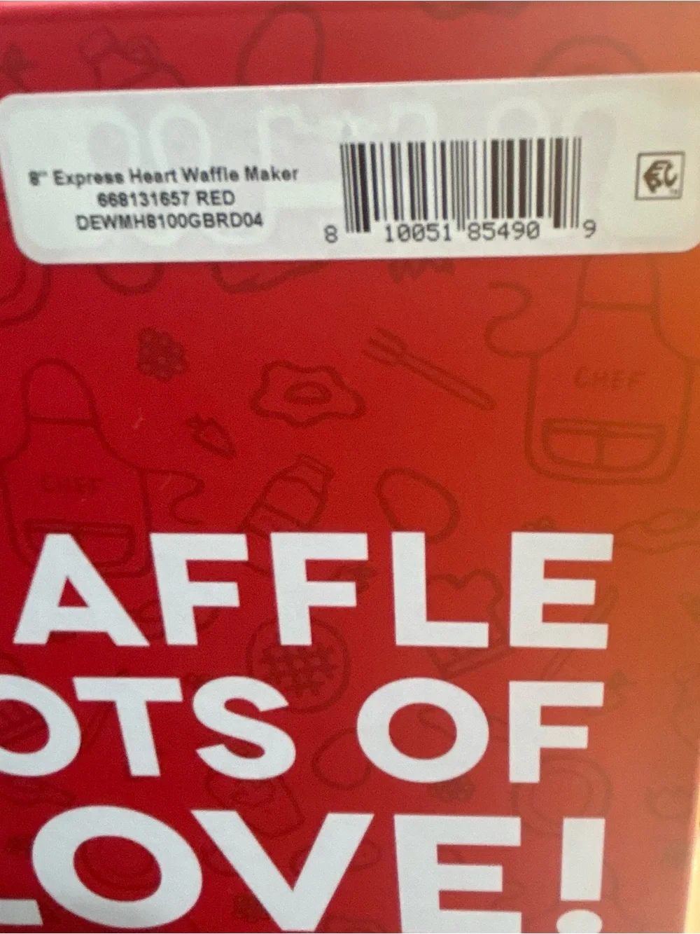 DASH Express Heart Waffle Maker 8” Red Nonstick Valentine Breakfast Open Box